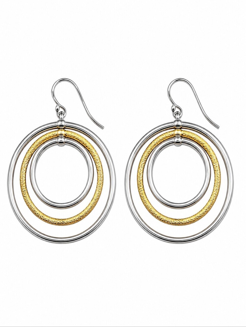 Silvertone Goldtone Orbit Atomic Mod Circle Flamenco Dangle Hook Earrings